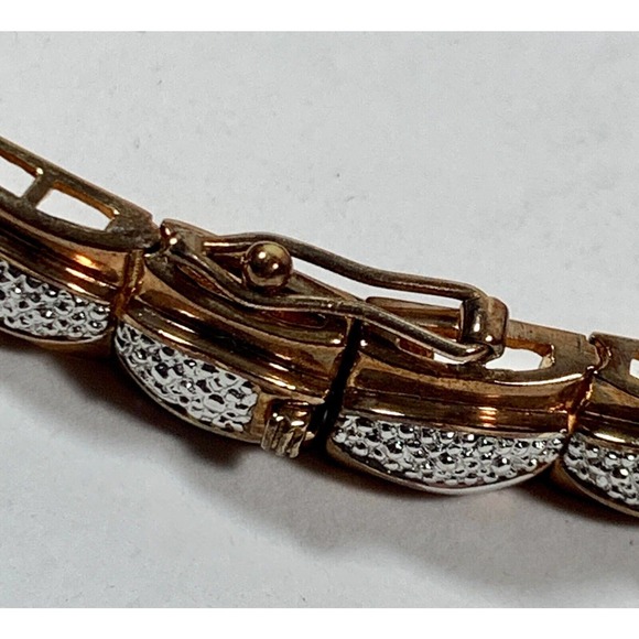 Technibond Diamond Accent and Sterling With Gold Wash Bracelet And Earrings Set - Picture 8 of 9